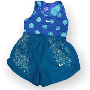 Nike women's athletic shorts and athletic bra size S color turquesa